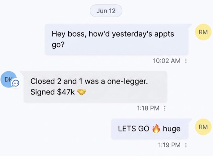 Operator text — booked bathroom appointments