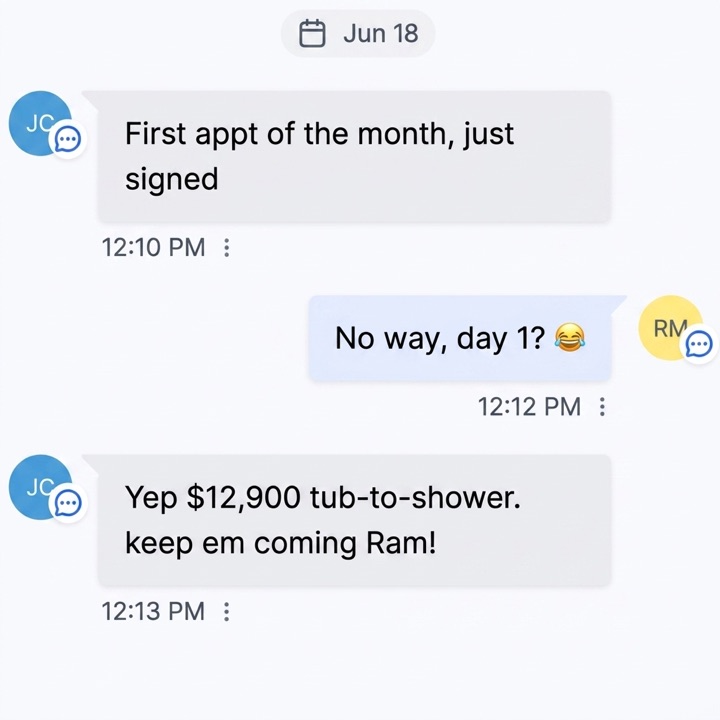 Operator text — walk-in shower close